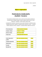 Hodnotenie dodávateľa  služieb / tovarov - vzor dokumentu